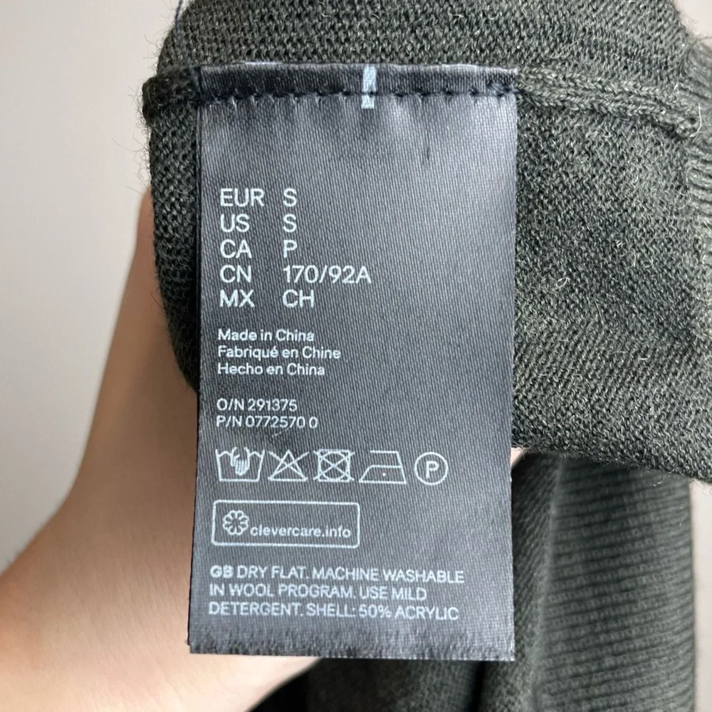 H&M Women’s Merino Wool Blend Knit Turtleneck Sweater Olive Green Size Small - Picture 4 of 5